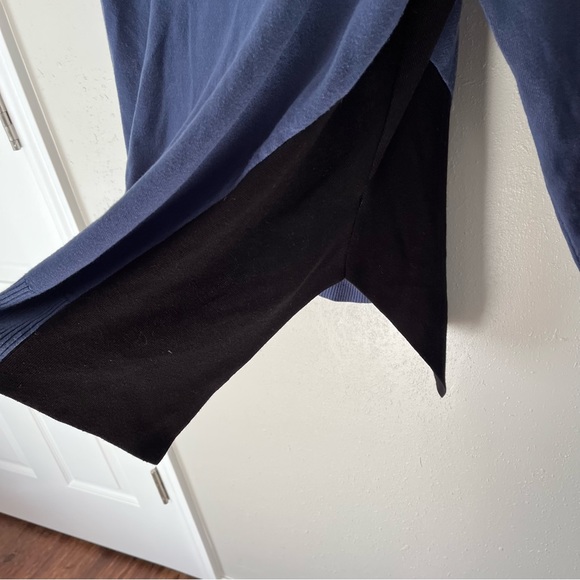 Linda Matthews Cowl Neck Asymmetrical Hem Color Block Sweater - Picture 5 of 9